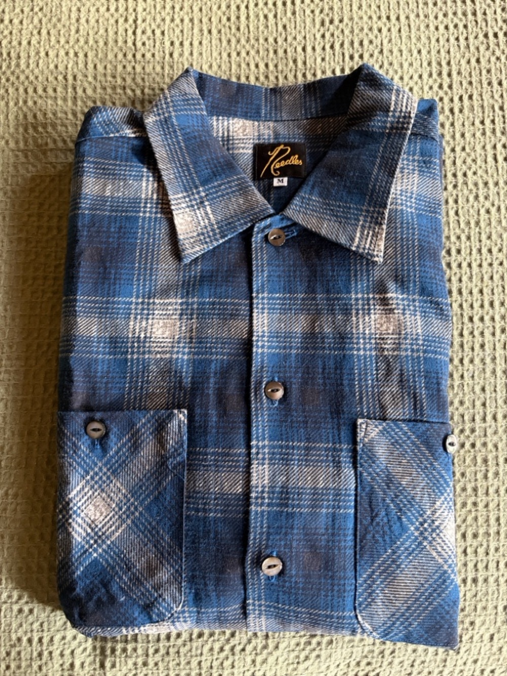 Nepenthes Needles Plaid Button-Down Cotton Shirt